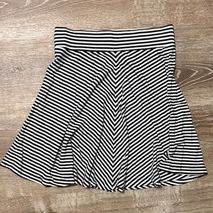 LOFT Black and White Striped Skater Skirt